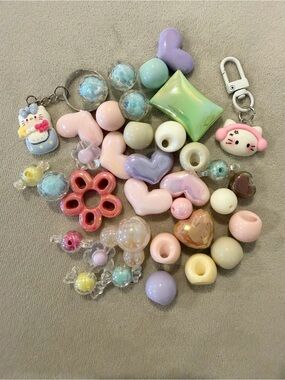Assorted Pastel Beads for DYI Bag Charms Phone Charms Lot #2